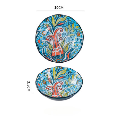 Kreatív vacsoratál Háztartási kerámia étkészlet Bohém tányér könnyű luxus retro szójaszószos edény desszert kenyér uzsonnaételek