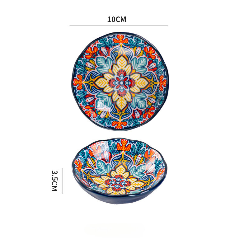 Kreatív vacsoratál Háztartási kerámia étkészlet Bohém tányér könnyű luxus retro szójaszószos edény desszert kenyér uzsonnaételek