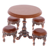 1:12 Lėlių namelis Miniatiūriniai baldai Mediniai apvalūs virtuvės staliukai ir taburetė