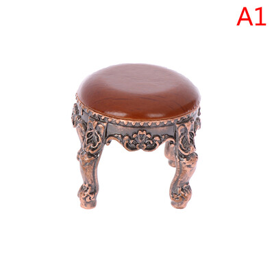 1:12 Lėlių namelis Miniatiūriniai baldai Mediniai apvalūs virtuvės staliukai ir taburetė