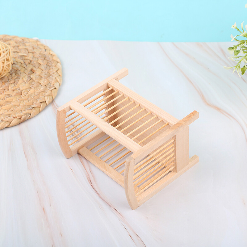 1 db 1:12 Babaház fából készült miniatűr kiságy modell Bútor barkács kiegészítők dekoráció gyerekszoba babaház