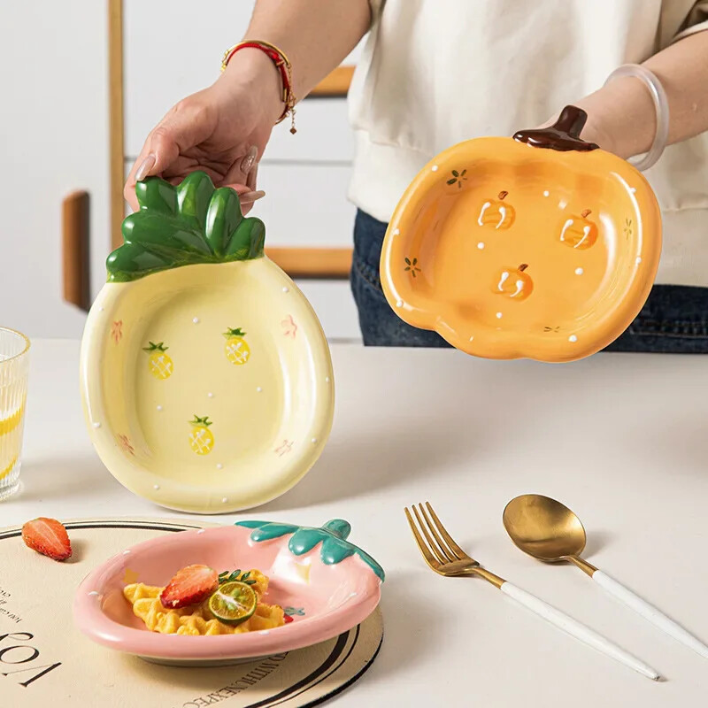 Vaisių lėkštės Keraminės Namų ūkis Mielos desertinės lėkštės salotų lėkštės Pradžia Stalinis kompiuteris Linksmas dekoravimo lėkštės Mini padėklai Virtuvė Aliejaus lėkštės