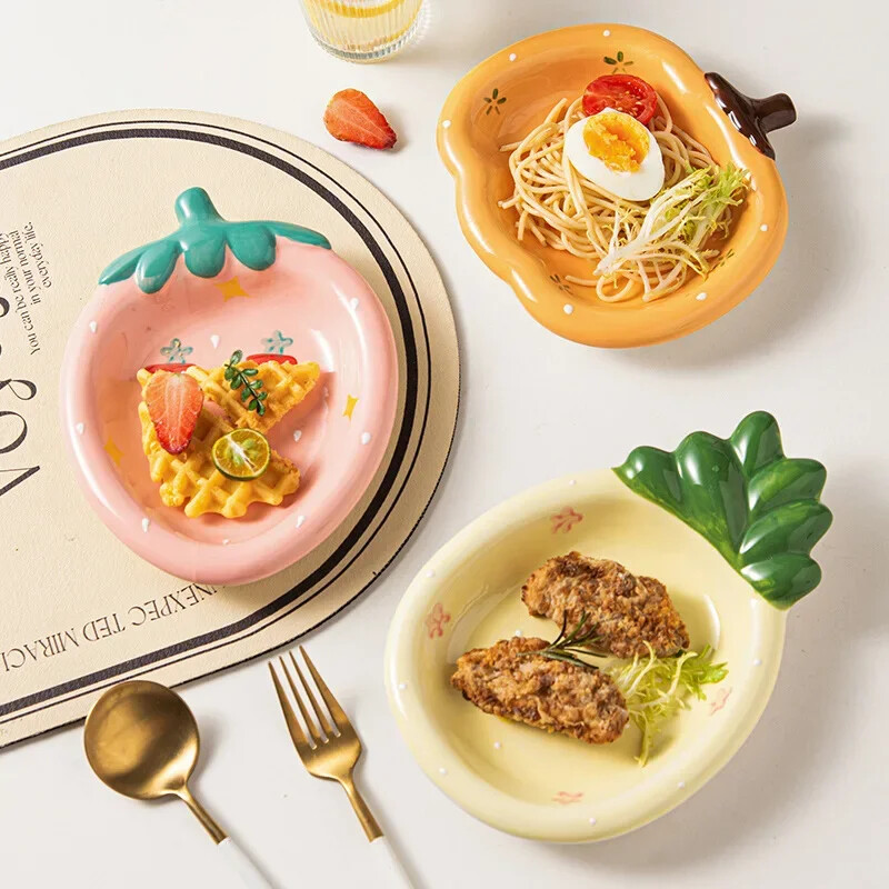 Vaisių lėkštės Keraminės Namų ūkis Mielos desertinės lėkštės salotų lėkštės Pradžia Stalinis kompiuteris Linksmas dekoravimo lėkštės Mini padėklai Virtuvė Aliejaus lėkštės