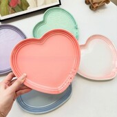 Prancūziška vaivorykštės lėkštė keramika buitinė širdies formos meilė Specialios formos seklios plokščios vaisinės vakarietiškos maisto daržovių padėklai