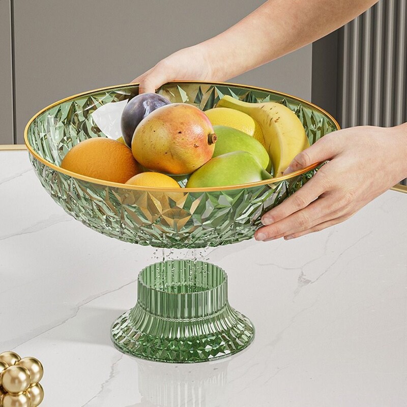 Su drenažu aukštomis vaisių lėkštėmis didelės talpos deimantinio rašto virtuvės vaisių dubenėliais, nuimamu pagrindu vaisių desertų padėklui