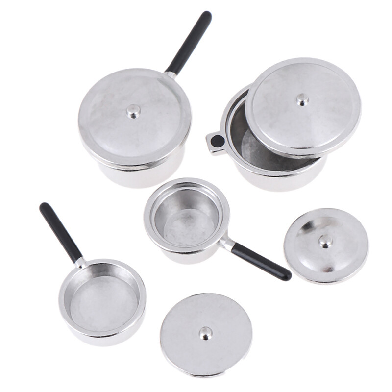 4 db 1:12 babaház miniatűr fém mini edénykészlet babaház konyhabútorok