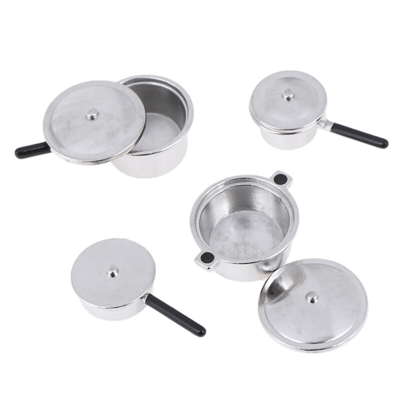 4 db 1:12 babaház miniatűr fém mini edénykészlet babaház konyhabútorok