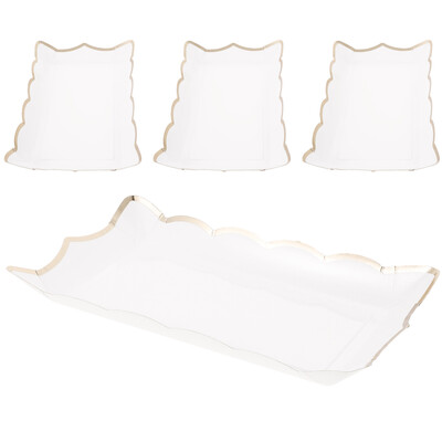 4 bucăți pătrate farfurii din dantelă farfurii din carton farfurii de servire tăvi pentru catering veselă decorativă pentru petreceri și călătorii cu fructe