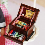 1 db 1:12 babaház miniatűr vintage varrás kézimunka tűkészlet doboz fa bútor dekorációs kiegészítők gyerekeknek ajándék