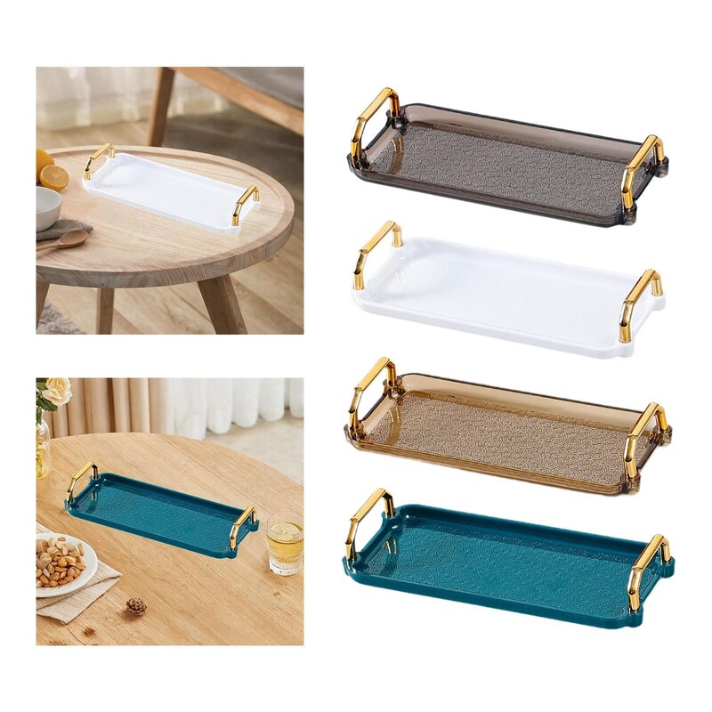 Tavă de servire dreptunghiulară elegantă cu mânere pentru bucătărie și luat masa