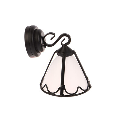 1:12 Babaház Miniatűr LED-es fény, csipke fehér burkolatú fali lámpa Otthoni világítás Modell Bútor Dekoráció Játék Babaház Kiegészítők