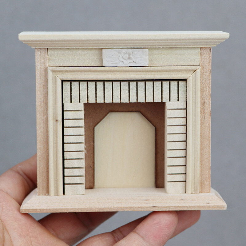 1 db 1:12 babaház miniatűr szimulációs kandalló barkácsolás festetlen kandallóbútor modell dekoráció játék babaház kiegészítők