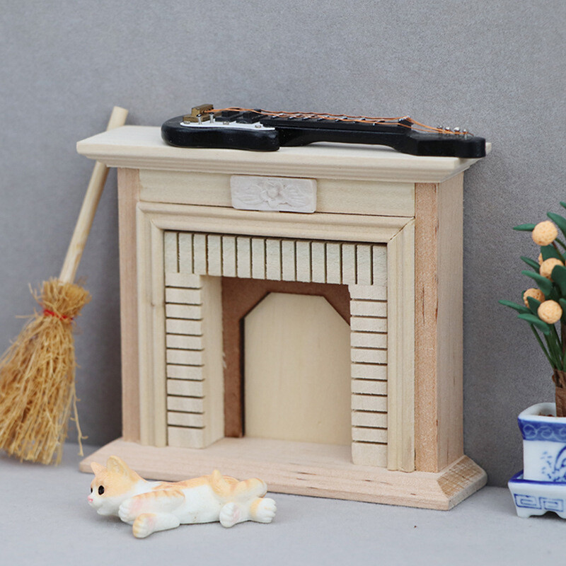1 db 1:12 babaház miniatűr szimulációs kandalló barkácsolás festetlen kandallóbútor modell dekoráció játék babaház kiegészítők