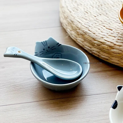 Boluri din ceramică cu imprimare de pisici de desene animate japoneze Vasă cu sos de casă Ustensile de bucătărie Vasă cu unt Farfurie cu sos Decor bol cu ulei