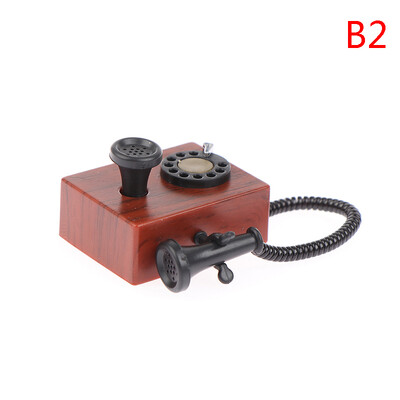 1: 12 Куклена къща Миниатюрен симулиран стационарен телефон и ретро телефони Модел на куклена къща Мебели Детска играчка за игра на преструвки