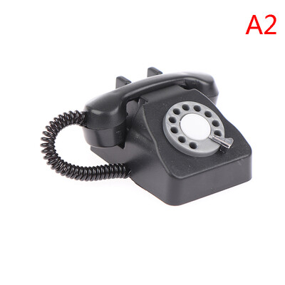 1: 12 Куклена къща Миниатюрен симулиран стационарен телефон и ретро телефони Модел на куклена къща Мебели Детска играчка за игра на преструвки