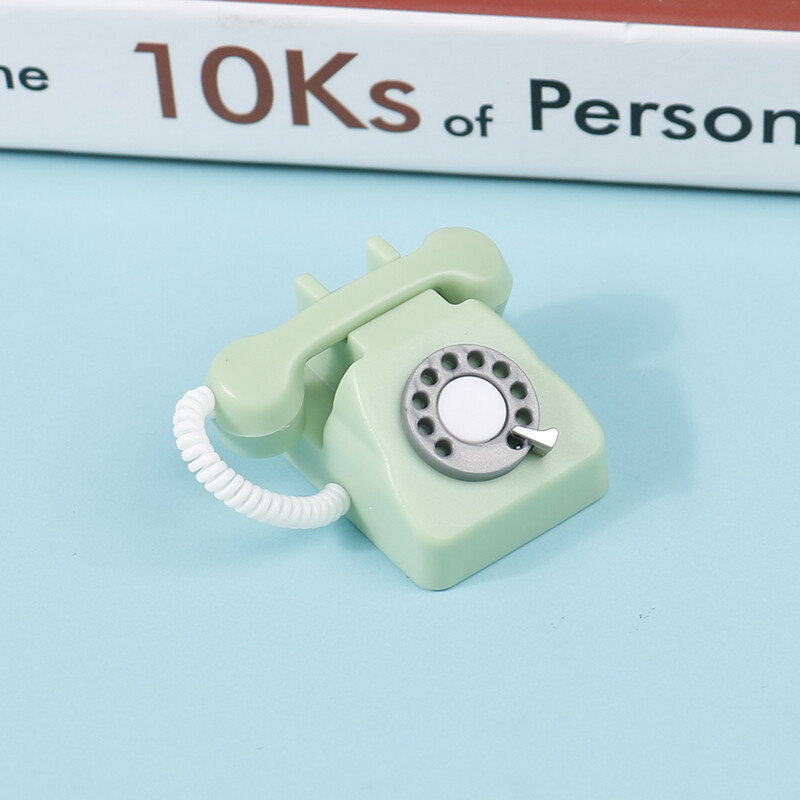 1: 12 Куклена къща Миниатюрен симулиран стационарен телефон и ретро телефони Модел на куклена къща Мебели Детска играчка за игра на преструвки
