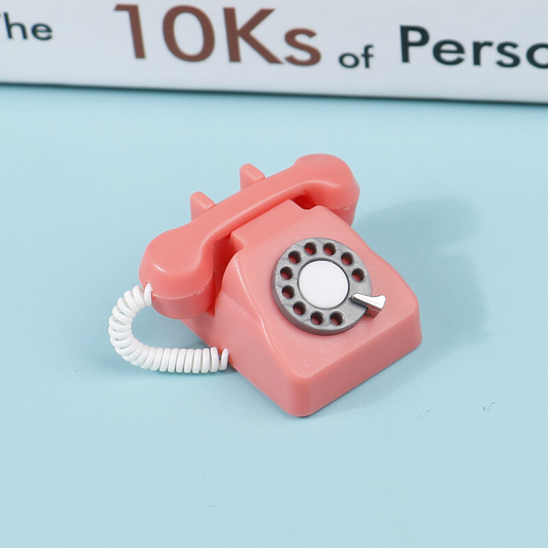 1: 12 Куклена къща Миниатюрен симулиран стационарен телефон и ретро телефони Модел на куклена къща Мебели Детска играчка за игра на преструвки