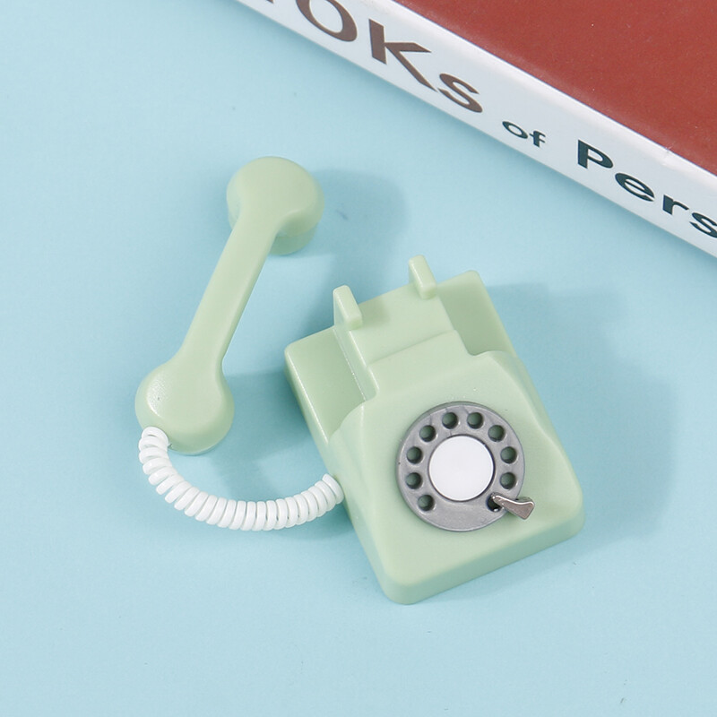 1: 12 Куклена къща Миниатюрен симулиран стационарен телефон и ретро телефони Модел на куклена къща Мебели Детска играчка за игра на преструвки