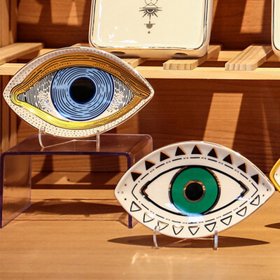 Kerámia ékszer tálca csecsebecse edénygyűrűk fülbevalók nyakláncok edény Evil Eye dekoratív tányér tál lakberendezés
