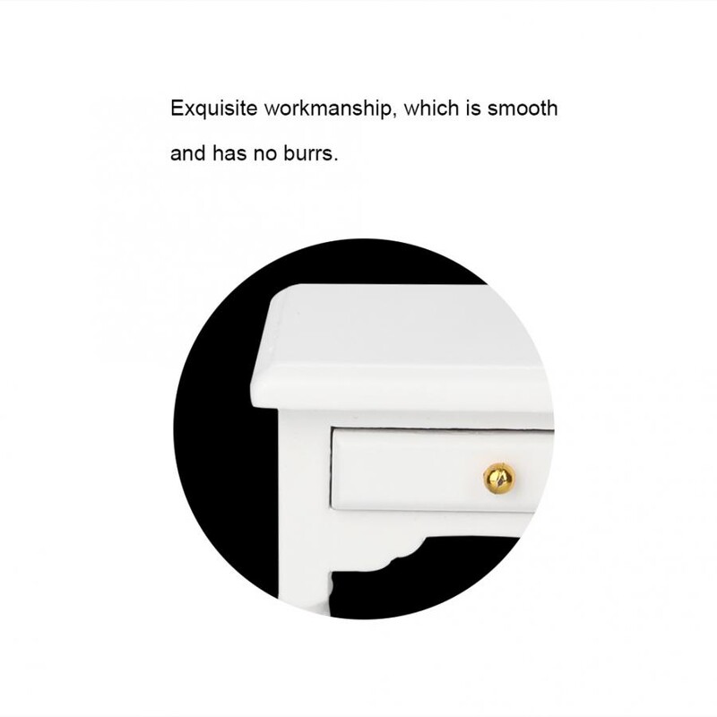 1:12 mastelio naktinis staliukas vaikams Lėlių namelis Miniatiūriniai baldai Miegamojo dekoravimo rinkinys Nedažytos medienos spalvos spintelės modelis