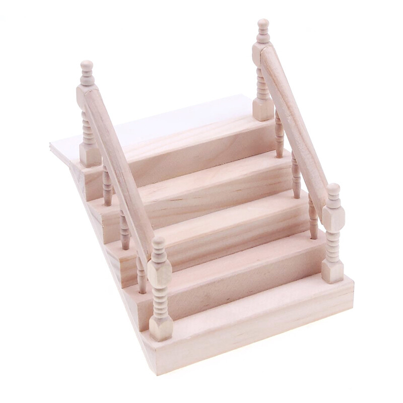 1:12 Babaház miniatűr korlát lépcsőház fa jelenet sima lépcsőház modellek mini lépcső bútorok szoba dekoráció