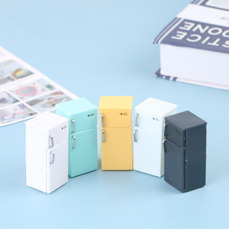 1/12 Domček pre bábiky Miniatúrna kuchynská chladnička Chladnička s mrazničkou Pre bábiky Spálňa Obývačka Príslušenstvo Detská hračka