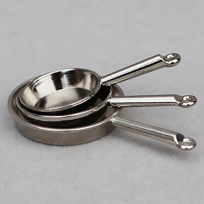 3db/szett 1:12 babaház miniatűr serpenyős serpenyős fém edénymodell játék babaház Konyhai jelenet dekorációs kiegészítők