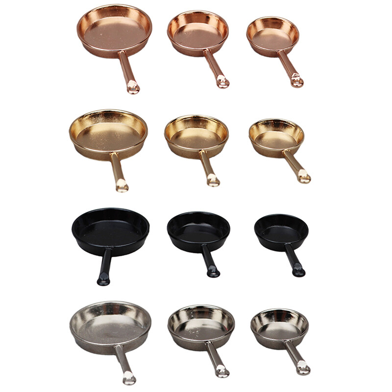 3db/szett 1:12 babaház miniatűr serpenyős serpenyős fém edénymodell játék babaház Konyhai jelenet dekorációs kiegészítők