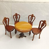 1 rinkinys 1/12 mastelio miniatiūrinės medinės valgomojo kėdės stalo baldų komplektas lėlių nameliui 1:12 Virtuvės Maistas Baldai Žaislų Priedai