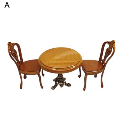 1 rinkinys 1/12 mastelio miniatiūrinės medinės valgomojo kėdės stalo baldų komplektas lėlių nameliui 1:12 Virtuvės Maistas Baldai Žaislų Priedai