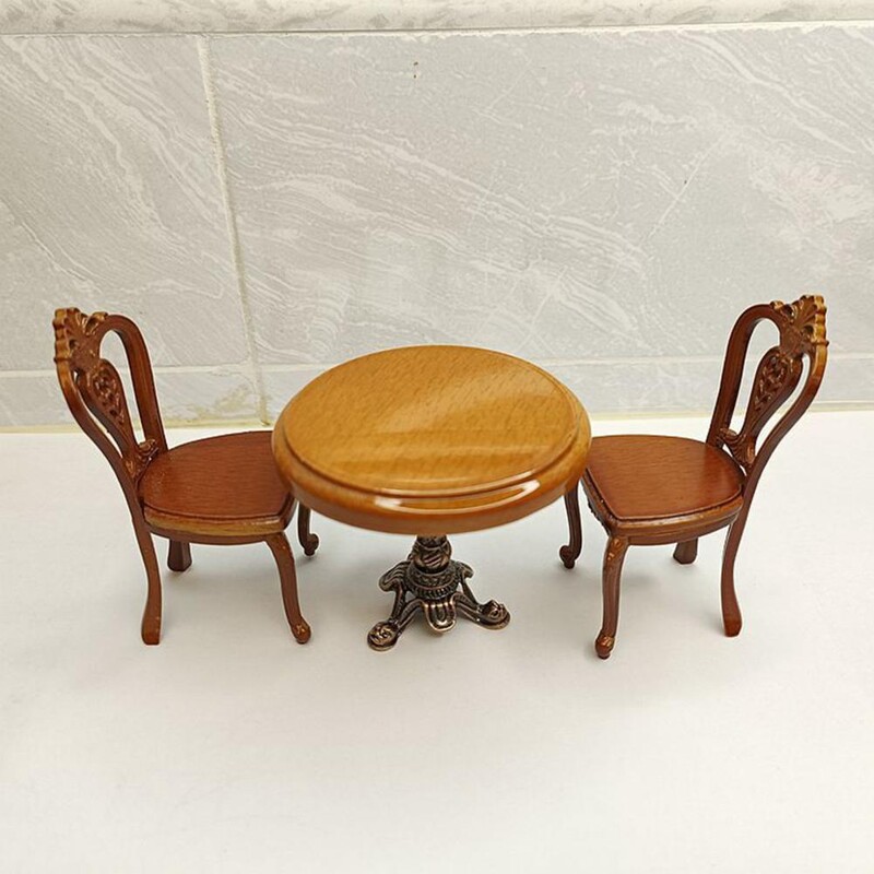 1 rinkinys 1/12 mastelio miniatiūrinės medinės valgomojo kėdės stalo baldų komplektas lėlių nameliui 1:12 Virtuvės Maistas Baldai Žaislų Priedai