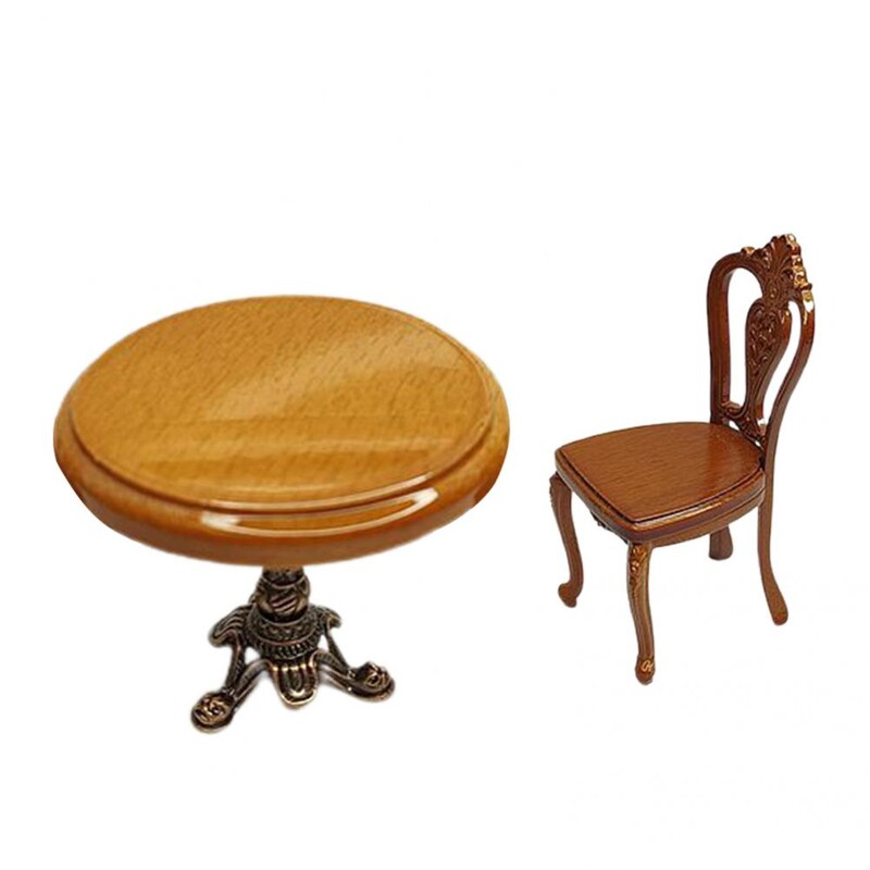 1 rinkinys 1/12 mastelio miniatiūrinės medinės valgomojo kėdės stalo baldų komplektas lėlių nameliui 1:12 Virtuvės Maistas Baldai Žaislų Priedai
