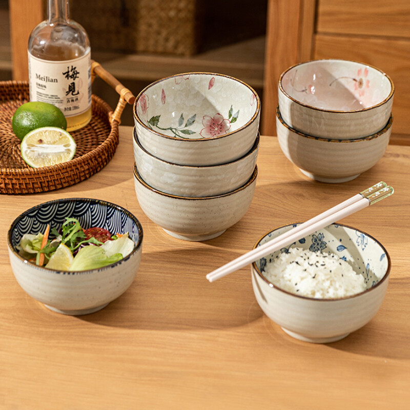 Keramická misa v japonskom štýle, okrúhly riad, obed, ryža, mlieko, ovsené vločky, zelenina, ovocie, raňajky, misky, osobné predmety