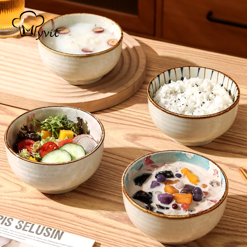 Keramické misky v japonskom štýle, miska na rezance do domácnosti s rukoväťou, miska na šalát a cestoviny, kuchynský riad, riad na pečenie v mikrovlnnej rúre