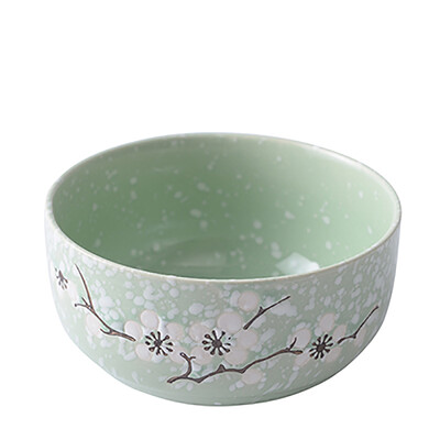 Színes kerámia tál japán stílusú kreatív baba aranyos szilvavirágos háztartási étkészlet praktikus gyerekkonyhai kellékek