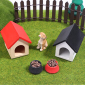 1:12 Dollhouse Miniature Kennel Doghouse Dog Basin Dog Food Furniture Model Decor Toy Doll House Accessories