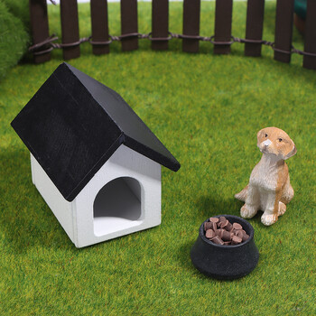 1:12 Dollhouse Miniature Kennel Doghouse Dog Basin Dog Food Furniture Model Decor Toy Doll House Accessories