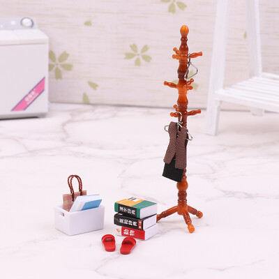 1Szett 1:12 Babaház miniatűr kabáttartó fogas Cipőtáska Ruha Könyvdoboz Bútormodell dekor játék