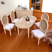 1:12 Dollhouse Miniature Ξύλινο Σετ καρέκλας τραπεζαρίας Doll House Έπιπλα Κουζίνας Παιχνίδι