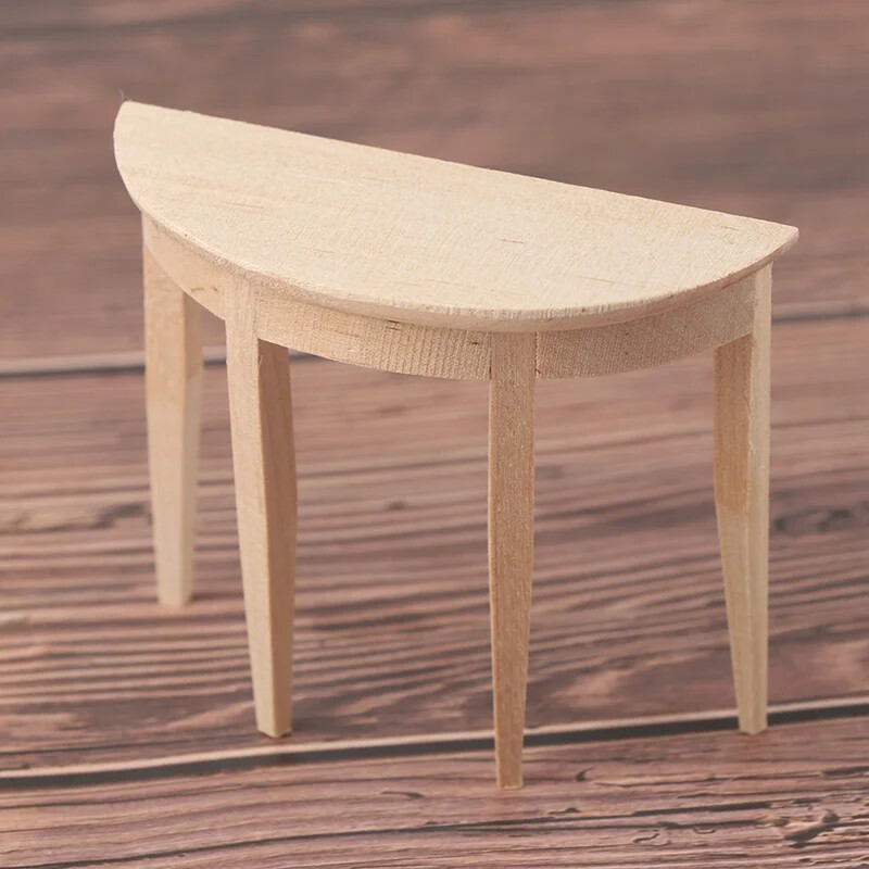 1:12 Simulácia domčeka pre bábiky Miniatúrny drevený polkruhový stôl Model Nábytok Čajový stolík Kávový stolík Obývačka Detské bábiky Domov Hračka