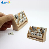 1:12 Dollhouse Mini könyvespolc Könyvek Modell Babaház Vitrin Állvány Tárolóállvány Babaház dolgozószoba Bútor Dekoráció