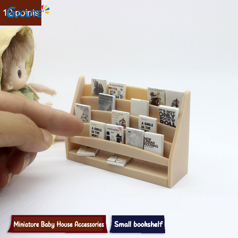 1:12 Dollhouse Mini könyvespolc Könyvek Modell Babaház Vitrin Állvány Tárolóállvány Babaház dolgozószoba Bútor Dekoráció