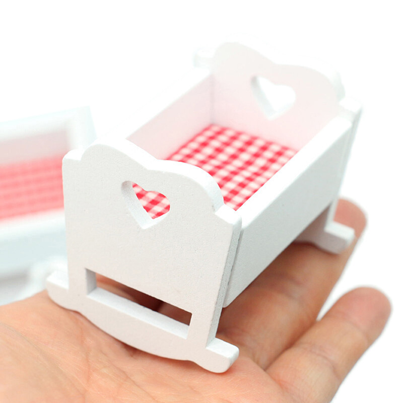 1:12 Minijaturni krevet za kućicu za lutke Dječja kolijevka Dječji krevetić Model namještaja za dječji krevet Dekoracija Igračka Dodaci za kuću za lutke