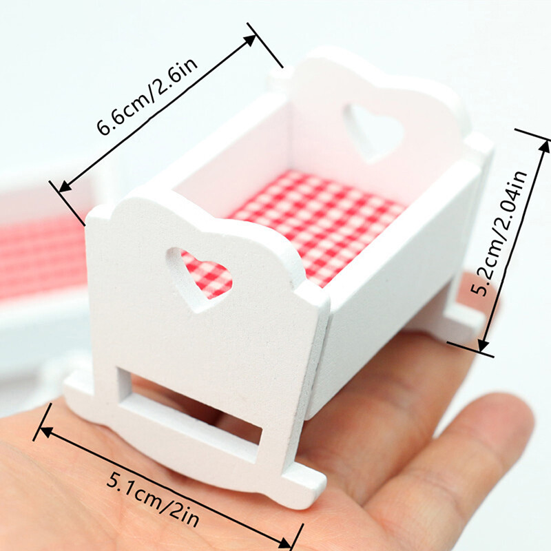 1:12 Minijaturni krevet za kućicu za lutke Dječja kolijevka Dječji krevetić Model namještaja za dječji krevet Dekoracija Igračka Dodaci za kuću za lutke