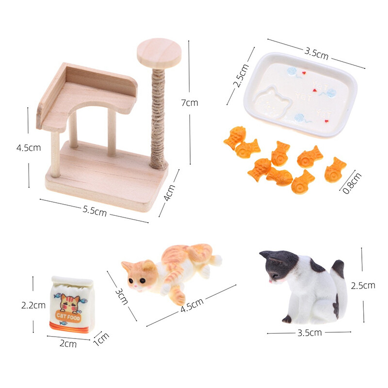 1:12 Casă de păpuși Mini din lemn pentru animale de companie, turn de copac pentru pisici, jucării, suport de alpinism pentru pisici, pentru casa de păpuși, accesorii de decor de mobilier în miniatură