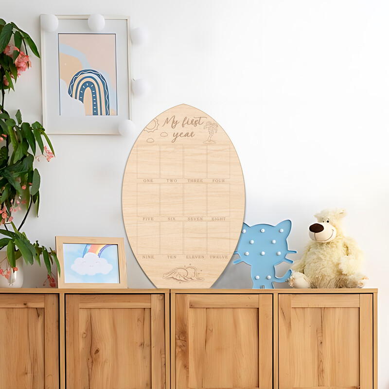 Ramă de fotografie pentru primul an al meu Placă de referință Placă de surf Tablou de afișare pentru fotografii Cadrul pentru prima zi de naștere Decor pentru grădiniță Cadou de amintire pentru bebeluși