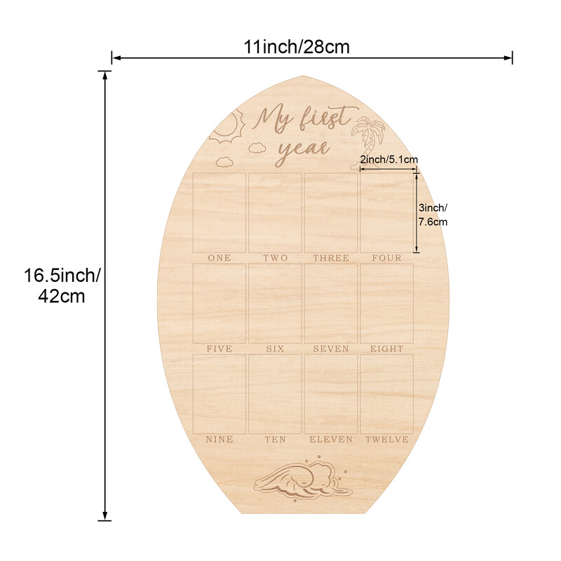 Ramă de fotografie pentru primul an al meu Placă de referință Placă de surf Tablou de afișare pentru fotografii Cadrul pentru prima zi de naștere Decor pentru grădiniță Cadou de amintire pentru bebeluși