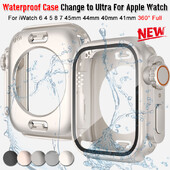 Αλλαγή θήκης σε Ultra για Apple Watch 45mm 44mm 40mm 41mm Αδιάβροχο Tempered Glass Αναβάθμιση 360° Πλήρης Σειρά IWatch 4 5 6 Se 8 7