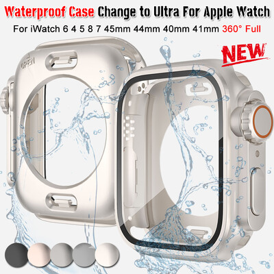 Schimbarea carcasei la Ultra pentru Apple Watch 45mm 44mm 40mm 41mm Sticla securizata rezistenta la apa Upgrade 360° Full IWatch Series 4 5 6 Se 8 7